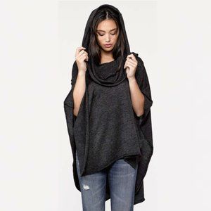 LoveStitch Angora Cowl Neck Poncho / Sweater - Charcoal Grey - One Size